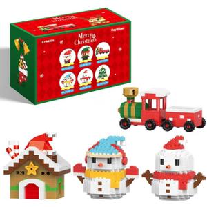 Mini Christmas Building Blocks Toy - 4 Pack Santa Claus Design Set, Holiday Crafts for Family, Kids, Boys & Girls, Ages 6+,DIY Christmas Stocking Stuffers Gifts, Xmas New year Birthday Gifts
