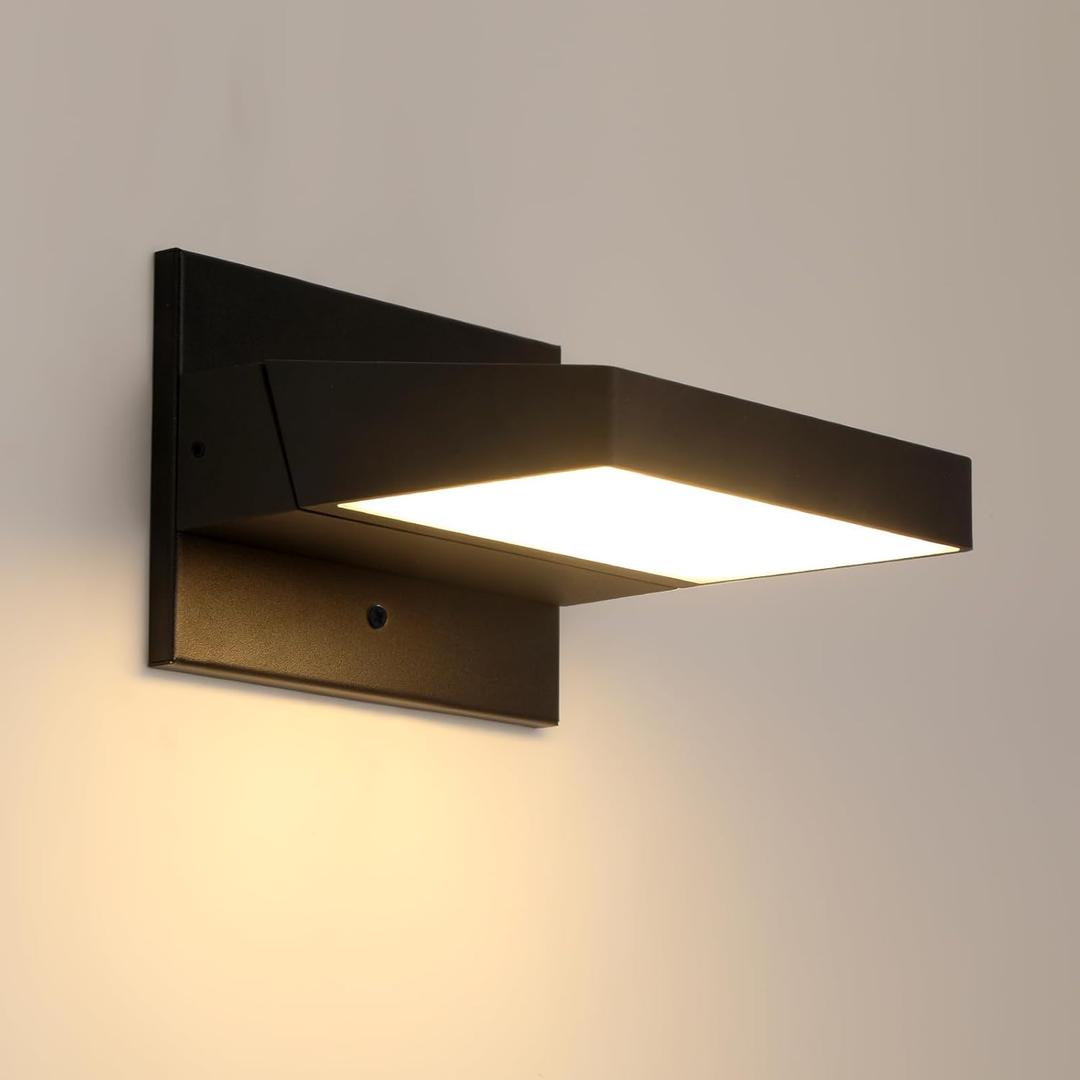Outdoor Wall Light 350 Rotate Modern Wall Sconce Minimalist Style Wall Mount Light Aluminum Outside Light Fixture No Glare high Brightness 3000K LED Warm Lights for Porch/Front Door