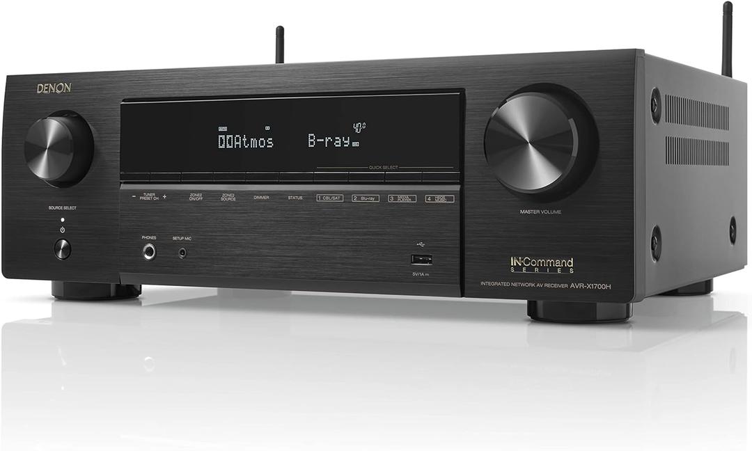 Denon AVR-X1700H 7.2ch 8K Home Theater Receiver with 3D Audio, Voice Control, and HEOS Built-in 