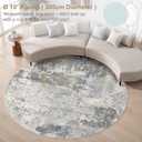 UERMEI 10ft Round Area Rug Living Room Rugs - 10x10 Washable Large Neutral Modern Abstract Soft Thin Rug Indoor Floor No Slip Rug Carpet for Bedroom Under Dining Table Home Office Decor - Blue Grey