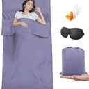 Sleeping Bag Liner,Travel Sheet & Adult Sleep Sack, Camping Sheets Travel Sleep Sack for Backpacking,Hotels & Hostels -Lightweight Single &Double Travel Sheet Camping Sheets