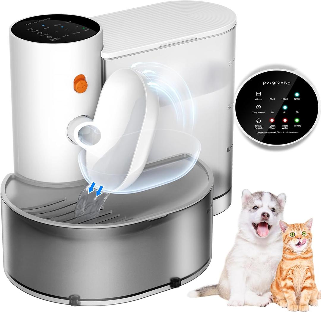 AIERSA Smart Pet Water Fountain, Automatic Pet Water Fountain No Filter Needed, Filterless Cat Water Fountain, Self-Cleaning Cat Water Fountain Without Filter, Rechargeable Water Dispenser for Cats