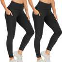 NexiEpoch High Waisted Leggings for Women - Black Tummy Control Compression Soft Yoga Pants for Workout Reg & Plus Size (Small-Medium, 2 Pack. Black)