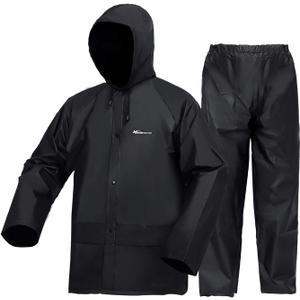 Rain Suits for Men Ultra-Lite Waterproof Protective Rain coats Rain Gear Workwear Fits Men Women (Black, L)