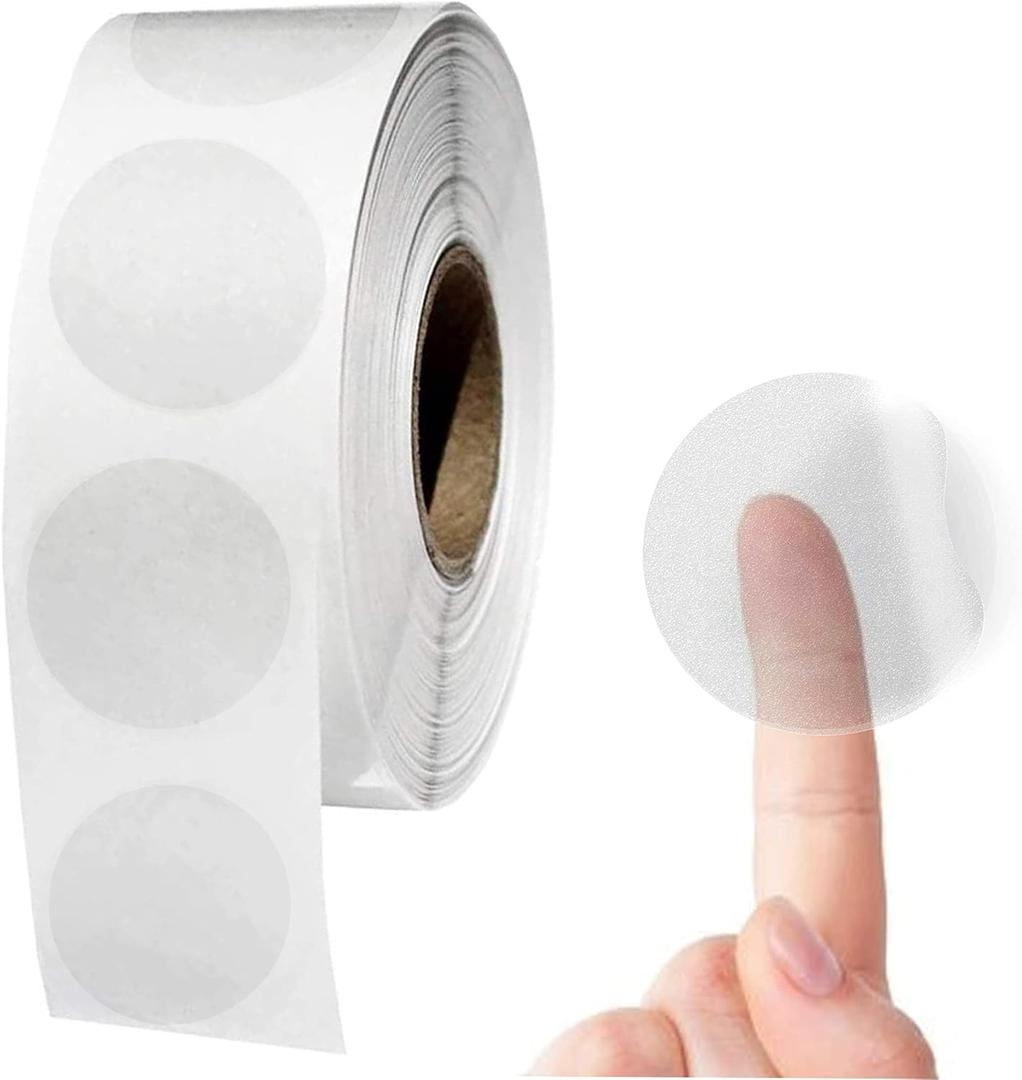 Performore Crystal Clear Transparent 1" Round Stickers, Envelope Tab Sealer and Retail Package Round Clear Seal Labels Self Adhesive, 1000 Stickers Per Roll
