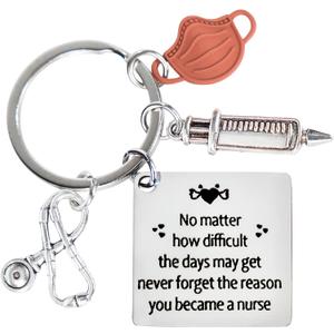 5 x Nurse Keychain For Nurses, Medical Student, Cool Nurse Gifts For Women, Female, Best Birthday Rn Nursing Gift Ideas (Mask)