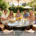 30" Glass Lazy Susan for Dining Table, Glass Turntable Table Centerpiece with 6 Rotating Wheels, 360° Smooth and Silent Spin Tabletop Rotating Tray, for Family Gatherings, Banquets, Weddings, 77 cm