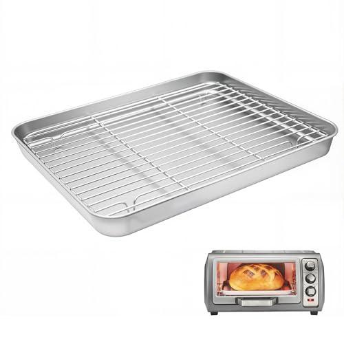 Toaster Oven Tray Compatible with Hamilton Beach,11"*9.3",Deep Edge,Rust-resistant Frosted Stainless Steel,Easy to Clean