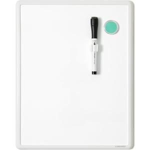 U Brands Contempo Magnetic Small Whiteboard, 11" x 14, White Modern Frame, Mini White Board for Students, Fridge and Locker Dry Erase Board, Includes Marker & Magnet