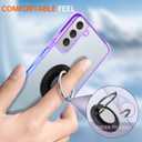 Ring Holder Series Case Designed for Samsung Galaxy S22 Plus 5G, Clear Cute Slim Colorful Silicone Bumper Protective Cover Support Magnetic Car Phone Mount. (Blue Purple)