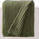 Chunky Knit Olive Green Throw Blanket 50"x60",Soft Cozy Thick Knitted Blanket for Couch Sofa Bed,Fisherman Cable Knit Cute Decorative Throw for Living Room