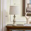 Vintage Table Lamp for Living Room Bedroom, 18.5" Farmhouse Bedside Lamps Nightstand Lamp Set of 2, Table Lamps with Oatmeal Linen Lamp Shades, 2 LED Bulbs Included
