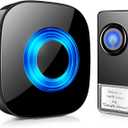 Wireless Doorbell, PHYSEN Waterproof Door bell Chimes for Home Operating at over 1300-ft Range 58 Adjustable Melodies 5 Volume Levels Door Alarm kit with LED Strobe (1 Button +1 Receiver)