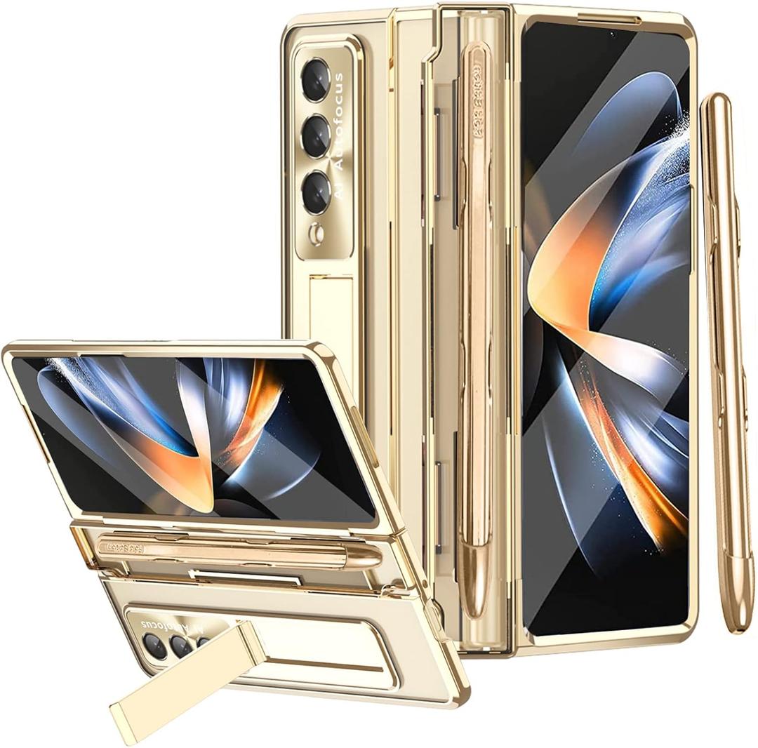 (New) Miimall for Samsung Galaxy Z Fold 4 Case with S Pen & Pen Holder, One-Piece Design for Fold 4 Case with Screen Protector & Kickstand Luxury Clear Case for Galaxy Z Fold 4 (Champagne Gold) (New) Miimall for Samsung Galaxy Z Fold 4 Case with S Pen & Pen Holder, One-Piece Design for Fold 4 Case with Screen Protector & Kickstand Luxury Clear Case for Galaxy Z Fold 4 (Champagne Gold)