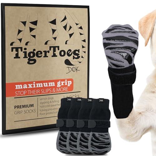 DOK TigerToes Premium Non-Slip Dog Socks for Hardwood Floors - Extra-Thick Grip That Works Even When Twisted - Prevents Licking, Slipping, and Great for Dog Paw Protection - No Size DOK TigerToes Premium Non-Slip Dog Socks for Hardwood Floors - Extra-Thick Grip That Works Even When Twisted - Prevents Licking, Slipping, and Great for Dog Paw Protection - No Size