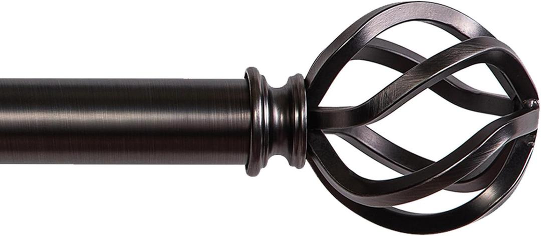 Nickel Curtain Rods 18 to 45 Inches, 1 Inch Modern Drapery Rods, Adjustable Heavy Duty Curtain Rod, with Twisted Cage Finial for Home & Office (18"-45"Antique Nickel)