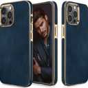 LOHASIC Leather Case for iPhone 14 Pro, Luxury Italy Leather Pattern Soft Grip Durable Anti-Scratch Full Body Protective Phone Men Women Cases Compatible with iPhone 14 Pro - Italy Blue