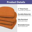 IPYNBAP Chair Cushions for Dining Chairs, Kitchen Chair Cushions, 16'' x 16'' x 2'', Non Slip Indoor Seat Cushions, Chair Pads for Dining Chairs with Ties & Removable Cover, Set of 4, Rust