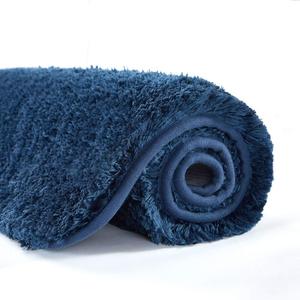 Suchtale Bathroom Rug Non Slip Bath Mat for Bathroom (16 x 24, Navy) Water Absorbent Soft Microfiber Shaggy Bathroom Mat Machine Washable Bath Rug for Bathroom Thick Plush Rugs for Shower