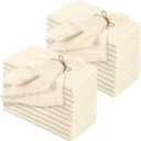 Preboun 24 Pcs Fringe Napkins Bulk Cloth Cotton Soft 17 x 17 Inch Rustic Reusable Washable Festive Square Table Napkins with Fringe for Parties Wedding Restaurant Table Accessory(Ivory)