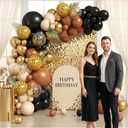 Black Gold Cheetah Print Balloon Arch Kit, Black Brown Balloons Garland with 4D Foil Leopard Balloon for Cheetah Print Safari Jungle Wild Birthday Party Decorations
