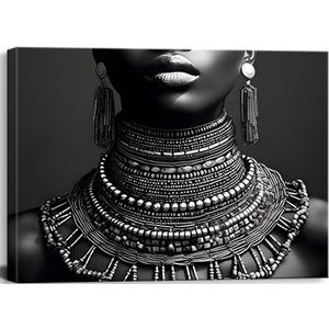 Framed Black Woman Wall Art African American feminist Canvas Wall Decor Fashion Charming Woman Pictures Prints Posters Black Paintings for Living Room Bedroom Home Decorations Ready To Hang (16x12 in)