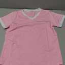 Poroka Girls Short Sleeve Shirt V-Neck Tee with Ribbed Trim Plain T-Shirts Soft Fashion Summer Tops for Girls, 9-10 Years Pink