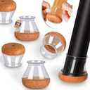Chair Leg Floor Protectors for Hardwood Floors Felt Furniture Pads Silicone Caps 16 Pack Anti-Scratch Reduce Noise Clear Round Medium Fit 3/4" to 1-3/16" (19-30mm)