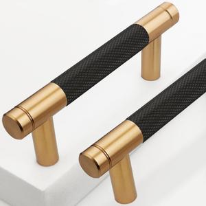30 Pack 3 Inch 76 mm Bronze and Black Knurled Cabinet Handles Cabinet Pulls Aluminum Handles Pulls Oxidation Finish with Diamond Pattern pulls