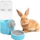 Fhiny Rabbit Water Bottle, 18oz Hanging Guinea Pig Water Bottle No Drip Gravity Bunny Water Dispenser for Cage Automatic Rabbit Waterer for Bunny Guinea Pig Chinchilla Ferret Cat Puppy (Blue)