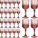 XUWAIDSGN 24 Pcs 7oz Plastic Vintage Glasses Drinking Glasses Unbreakable Wedding Glassware Crystal Water Goblets Reusable Drinkware Vintage Champagne Flutes (24, Rose Gold)