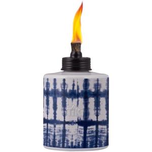 Tiki Blue/White Glass 7 in. Tabletop Torch 1 pk