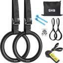GHB Gymnastic Rings Gym Rings 1.1" Olympic Rings Adjustable Straps Pull Up Rings Sets for Workout Bodyweight Fitness Training