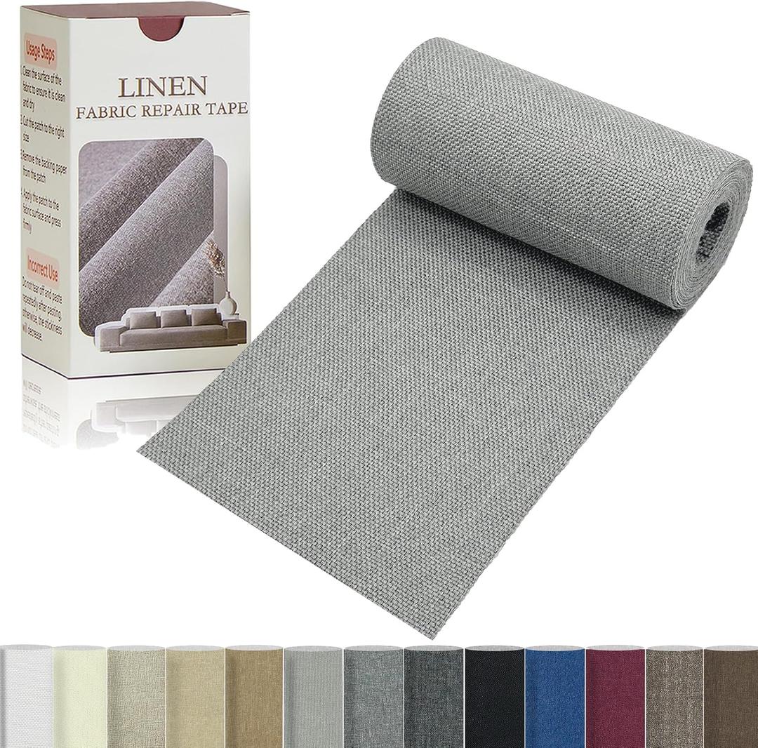 Linen Repair Tape 4x70 Inch Self-Adhesive Couch Patch Repair Fabric Patch for Furniture,Sofas,Cushion,Chairs,Bags,Linen Goods(Light Grey) (470)
