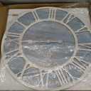 1st owned Wall Clocks for Living Room Decor,24" Vintage,Round Silent Non Ticking,Black Metal,Modern Wood Clocks for Home Bedroom,Kitchen,Garden,Office,Cafe,Modern Wall Decoration -Roman Numerals (Blue)