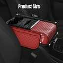 Hovom Car Center Console Cover, Multifunctional Armrest Cushion, Wine Red | 13.78"7.48"2.76" Ergonomic Leather Armrest Pillow, Car Armrest Cushion with Cup Holder, Side Pockets & Built-in Tissue Box