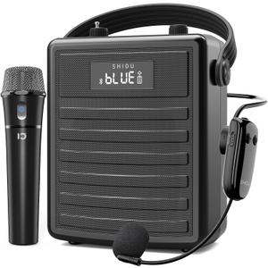 SHIDU 40W Voice Amplifier with Wireless Microphone, Portable PA System with Wireless Headset Mic & Speaker, 40W Loudly Bluetooth Portable Microphone and Speaker for Teacher, Meeting, Speech Events