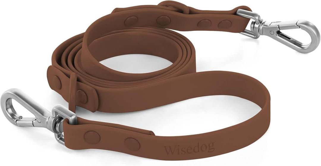 Wisedog Waterproof Standard Dog Leashes with 2 Hooks, 5 ft/ 6 ft Lengths, Adjustable for Traffic Control Safety, for Small, Medium & Large Dogs Walking (Coca Mocha M) (M|3/4 in  5 ft, Coca Mocha)