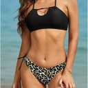 Women's Criss Cross Back Bikini Set Tie Side Bottom Two Piece Swimsuit (Black, Small)