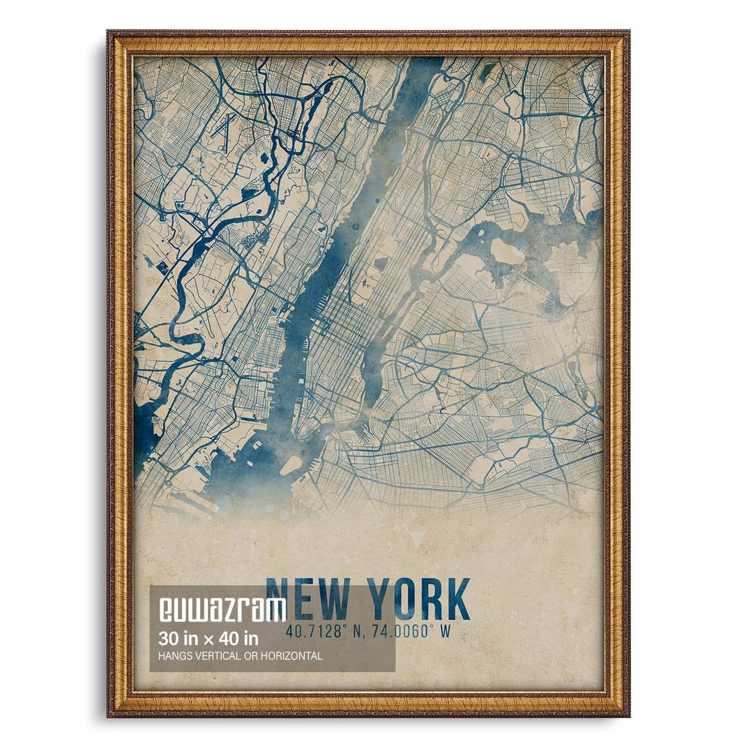 euwazram 30x40 Classic Gold Picture Frame - Single Frame, 30 x 40 Ornate Vintage Poster Frame for Wall Decor & Gallery Walls