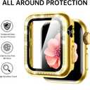 Compatible with Apple Watch Band 38mm 40mm 41mm 42mm 44mm 45mm 46mm, Women Bling Jewelry Bands with Tempered Glass Screen Protector Case, Shiny Strap for iWatch Series 11/10/9/8/7/6/5/4/3/2/1/SE