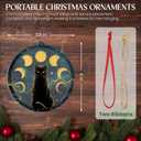 GEEMBI Christmas Black Cat Gifts for Women Men - Suncatcher Christmas Ornaments 2025 for Tree Decorations - Black Cat Ornament for Halloween, Witchy Mystical Gifts for Women, Moon Phase Gothic Decor (Navy - Lunar Cat)