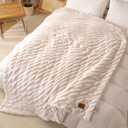 YUSOKI Luxury Double Side Faux Rabbit Fur Throw Blanket for Couch, Ultra Soft Fluffy Throw Gifts, Plush Thick Warm Luxury Decor Gifts for Home(Grey Ivory, Medium (50 X 60 Inches))