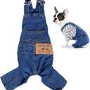 Rbenxia 1 Piece of Dog Denim Shirts Puppy Jean Jacket Sling Jumpsuit Costumes Pet Jean Overalls Dog Pants Outfits for Small Puppy Cat Pets (Blue, Medium)