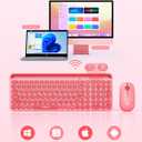 seenda Bluetooth Keyboard and Mouse for iPad, CTU-301 Wireless Multi-Device Connection Bluetooth+2.4G Keyboard Mouse Combo with Tablet Holder for iPad/MacBook/Windows, iOS/Andriod/Phone, Coral Pink