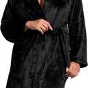 Victoria's Secret Short Cozy Robe, Robes for Women Medium-Large, Black)