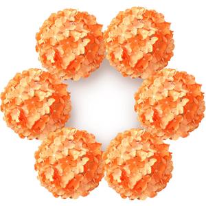DuHouse Artificial Bigger Hydrangea Silk Flower Heads with Stem Fake Orange Hydrangea Flowers for Wedding Home Garden Centerpiece Pack of 6(Orange)
