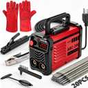 Hpoouo 200Amp 20PCS Rods Stick Welder, Super MINI Portable Welding Machine, IGBT Inverter Welder Machine 110V with Hot Start Arc Force Anti-Stick, for 1/16"-1/8" Rod ARC Welder, 2 Chip Hammers (Red)
