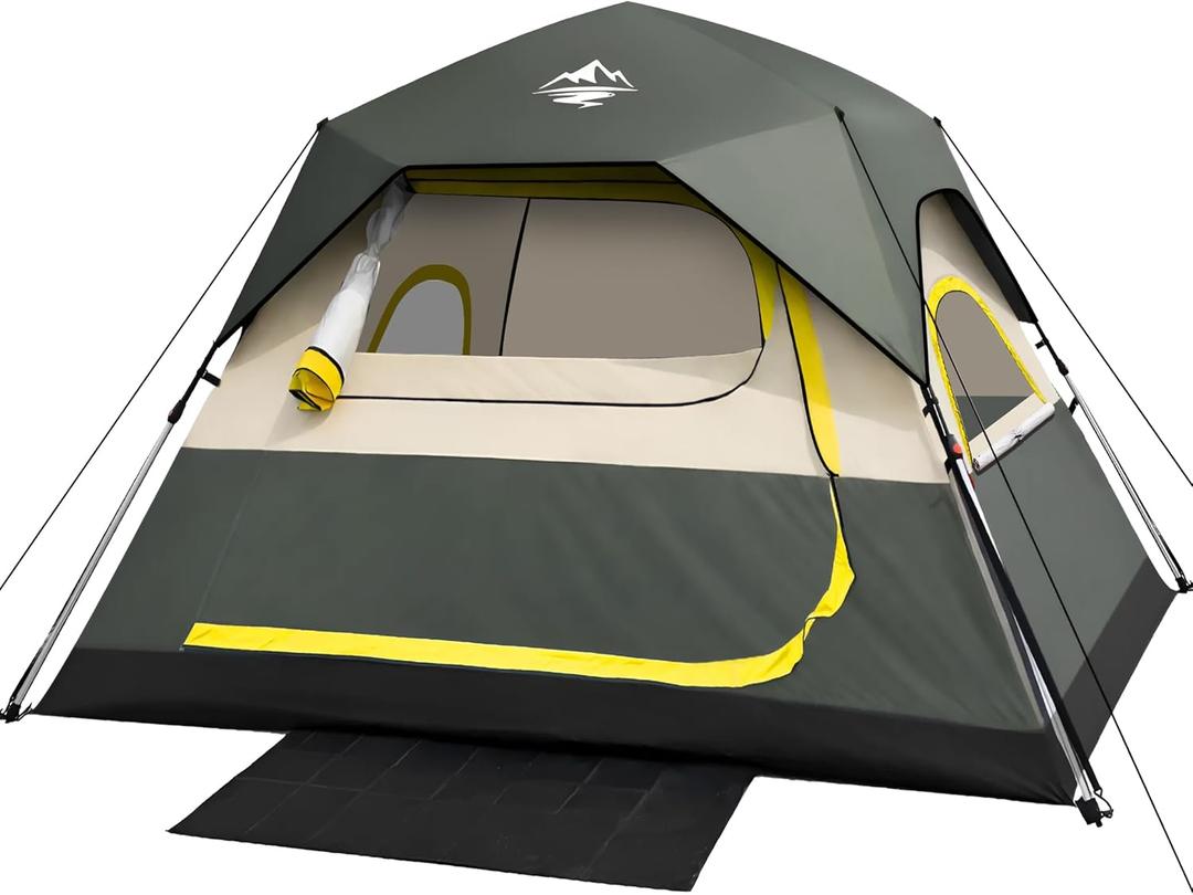 Tent 4 Person Tents for Camping - Instant Cabin Tent Setup in 50 Seconds with Rainfly & Windproof, Portable Pop Up Tents with Carry Bag for Family Outdoor Camping & Hiking