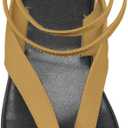 Strap Flip Flop Flat Sandals for Women with Metal Circular Ankle Strappy Ladies Fashion Cute Summer Thong Sandals Dressy. (5, Yellow-1)